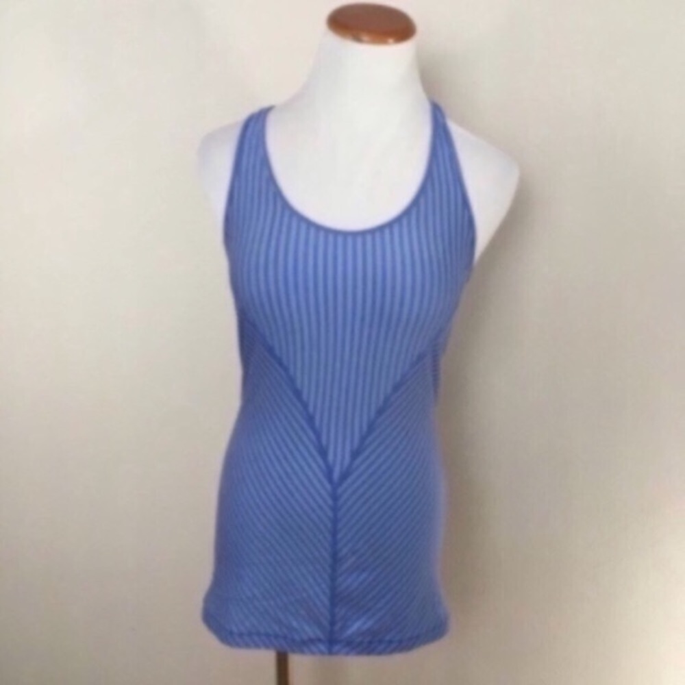 Lululemon Raja Racer Blue Striped Tank Top Racerback Singlet Women’s Sz 4